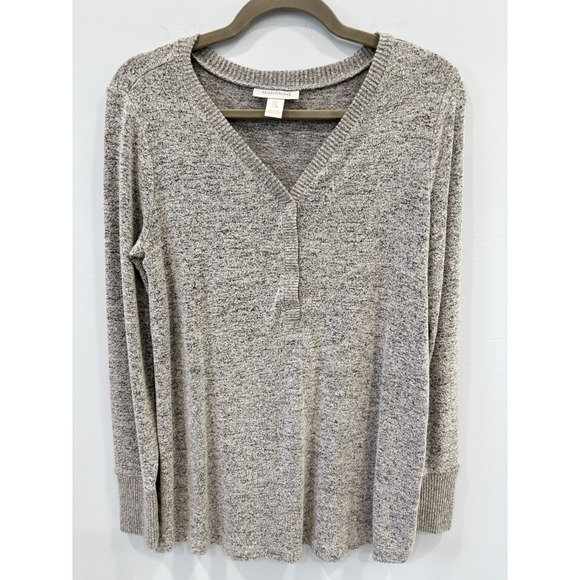 Motherhood Maternity Small Gray Henley Knit Long Sleeve Top Soft Stretch Comfy - Picture 1 of 8